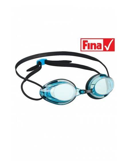 Occhialini nuoto con diottrie diverse Mad Wave da gara, lenti azzurre e montatura nera