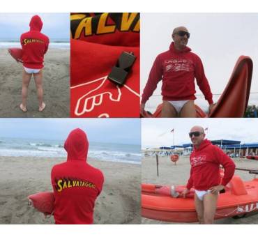 Kit Felpa Maglietta Fischietto Salvataggio Life Guard Italia