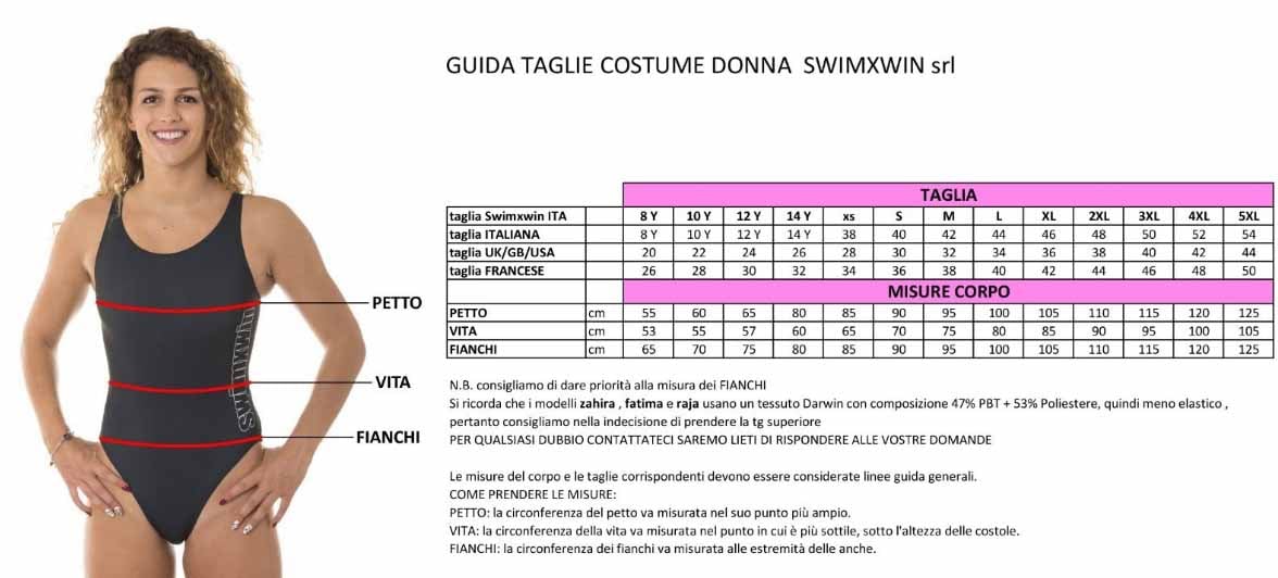 taglie costume swimxwin donna