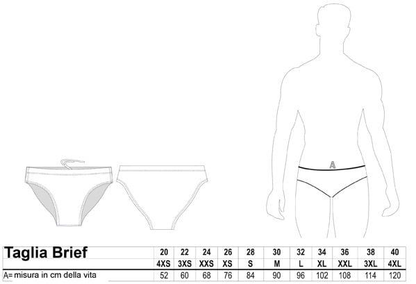 tabella taglie costume nuoto waterpolo pop