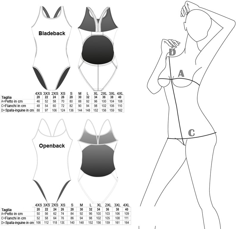 taglia costume allenamento nuoto swimmershop